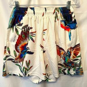 Bravest Studios Size XXL White Birds Of Paradise Mesh Shorts 6” Inseam